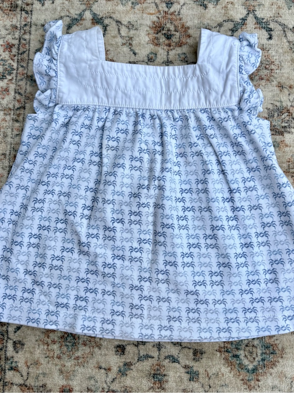 Lila & Hayes Dress 12/18M White & Blue Crab Print